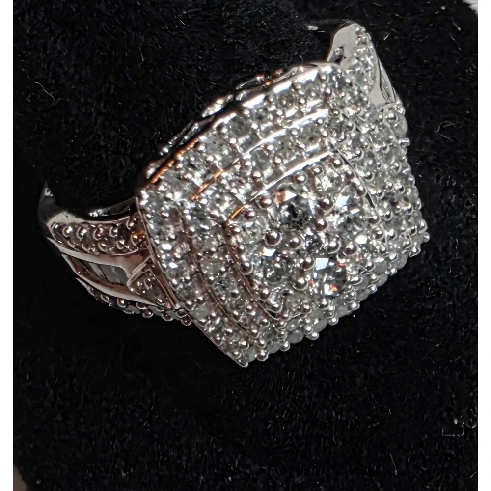 Cushion Cut 1.00 ct Natural Diamond Sterling Silver Designer Ring 356691 Sz 7